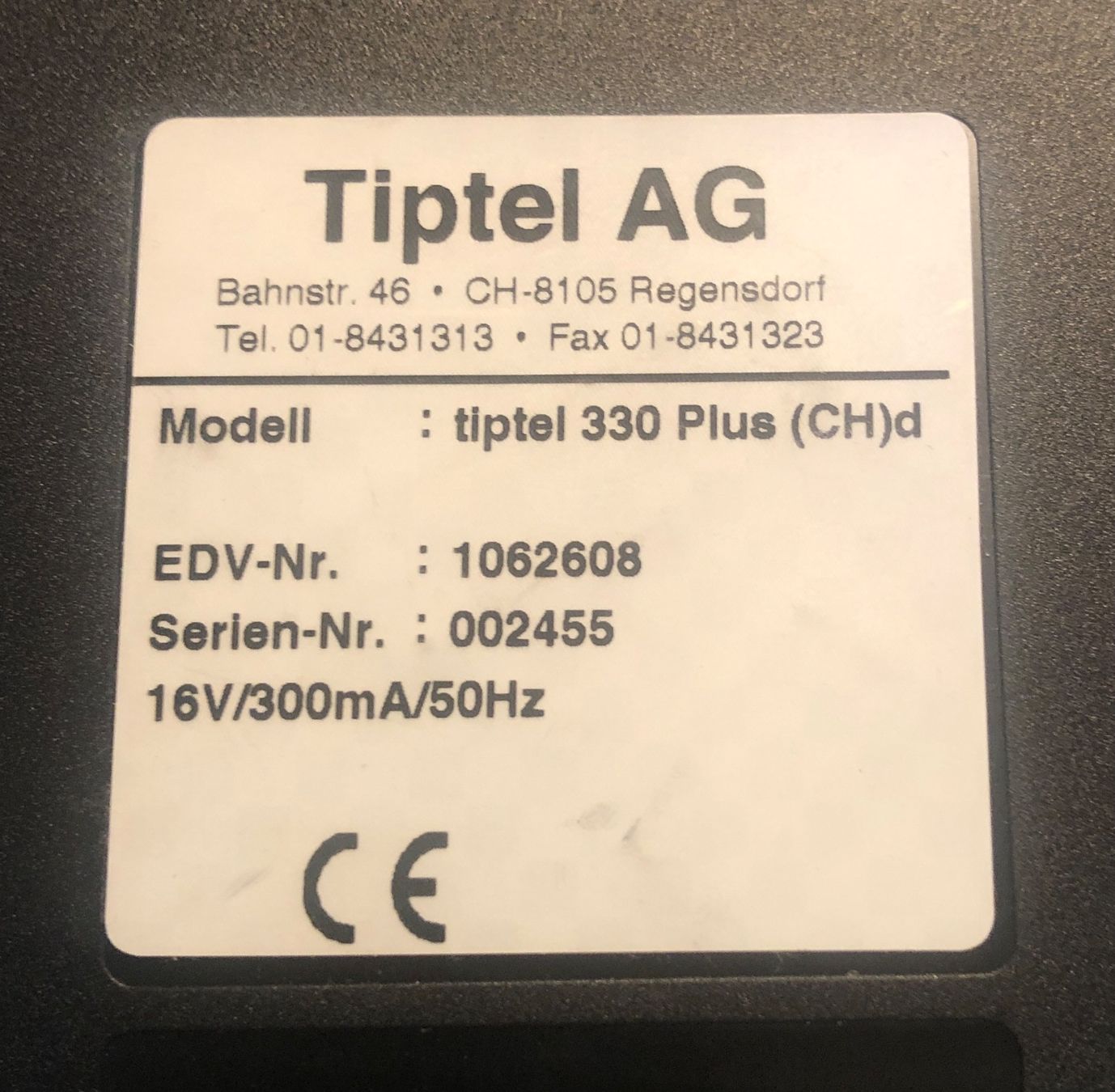 Tiptel Aufnahmegeräte: Anrufbeantworter tiptel 330 plus CH – Gebraucht aus Affoltern am Albis von  2