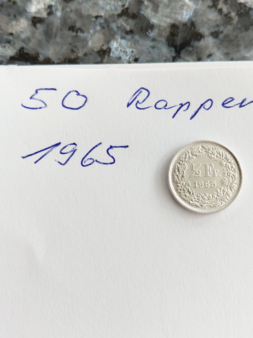Tutti le monete: 50 Rappen 1965 silber sehr schön – Usato da Bonaduz venduto da topolino052