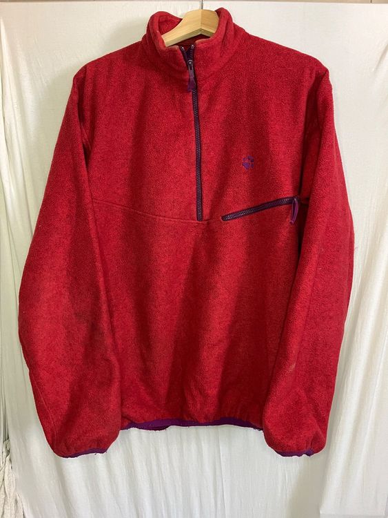 Sweat Polaire 1/4 Zip Rouge Vintage Années 90 - Taille M, Occasion Très Bon état, Pour Sport Et Casual