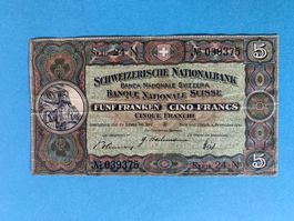 5 Francs Wilhelm TELL-4. Dezember 1942- Gut Sehr Schön/ TTB+