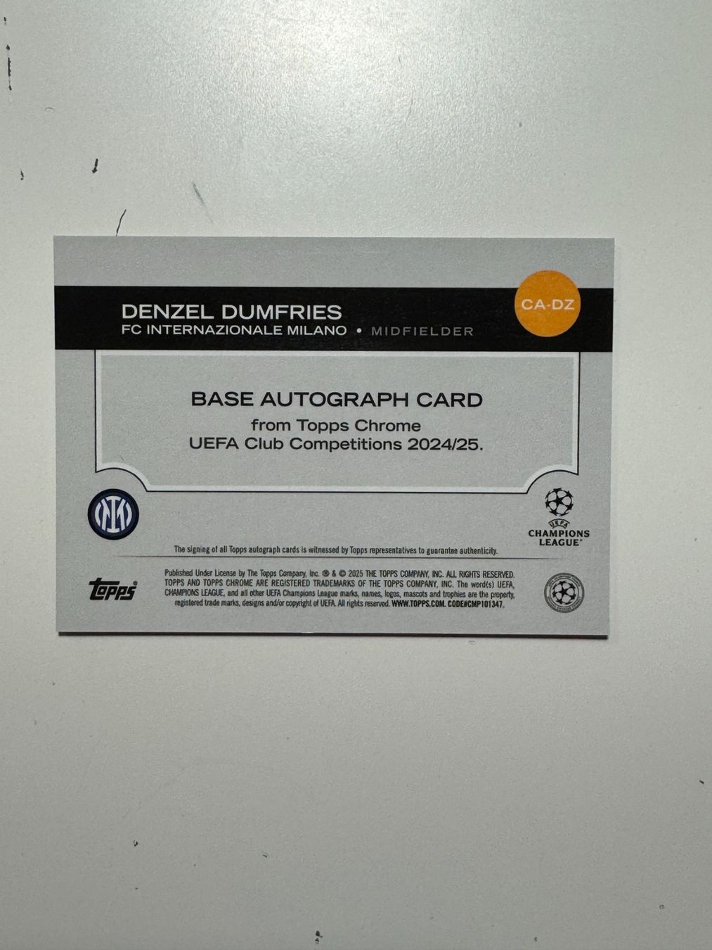 Autografi: Denzel Dumfries /50 - autograph Topps Chrome- Internazionale – Usato da Genève venduto da F-Rex 1