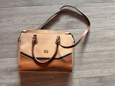 Sac à main KK beige et marron en cuir