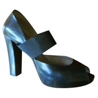NAVYBOOT : Escarpins peep-toes en cuir noir lagenlook 40