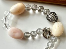 Handgefertigtes Silberarmband Andenopal Bergkristall 20cm