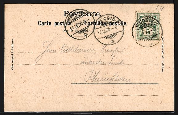 Cartoline postali: AK Weggis, Gesamtansicht, 1900 – Usato da Berlin venduto da bartko-reher 1