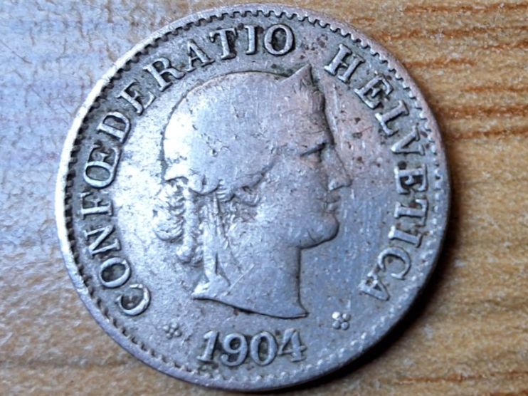 Tutti le monete: 5 Rappen 1904 - Selten! – Usato da Münchenstein venduto da purbach1 4