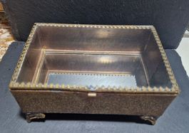 Schmuckschatulle Messing Glas gebrauchter Zustand