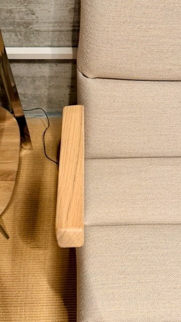 Rolf Benz Poltrone: Rolf Benz 580 Sessel + Hocker, Stoff beige, Eiche massiv – Usato da Zürich venduto da sr.zurich 3