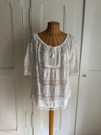 MADE IN ITALY - Shabby Chic Tunika weiss M
