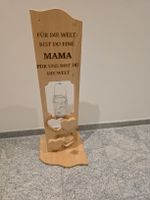 Holz Deko Mama mit Gravur und Windlicht guter Zustand