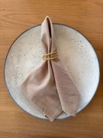 50er Set Stoffservietten aus Baumwolle, dunkelbeige, NEU