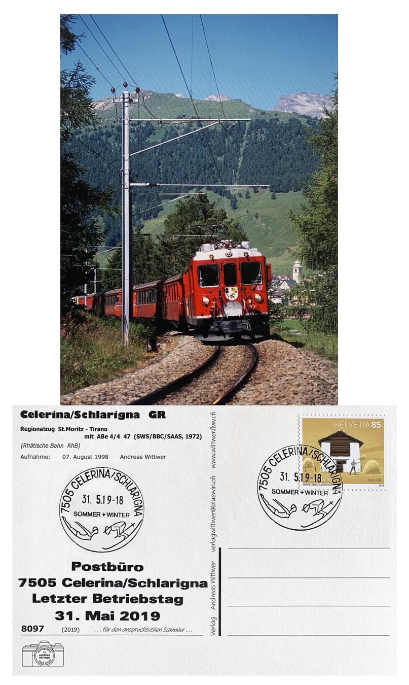 Cartoline postali: Celerina Schlarigna Engadin Letzttag Post Bahn RhB ABe 4/4 – Nuovo (secondo la descrizione) da Bern venduto da AWiBe