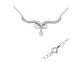 Collier 45 + 5cm Schleife Silber 925 mit Zirkonias