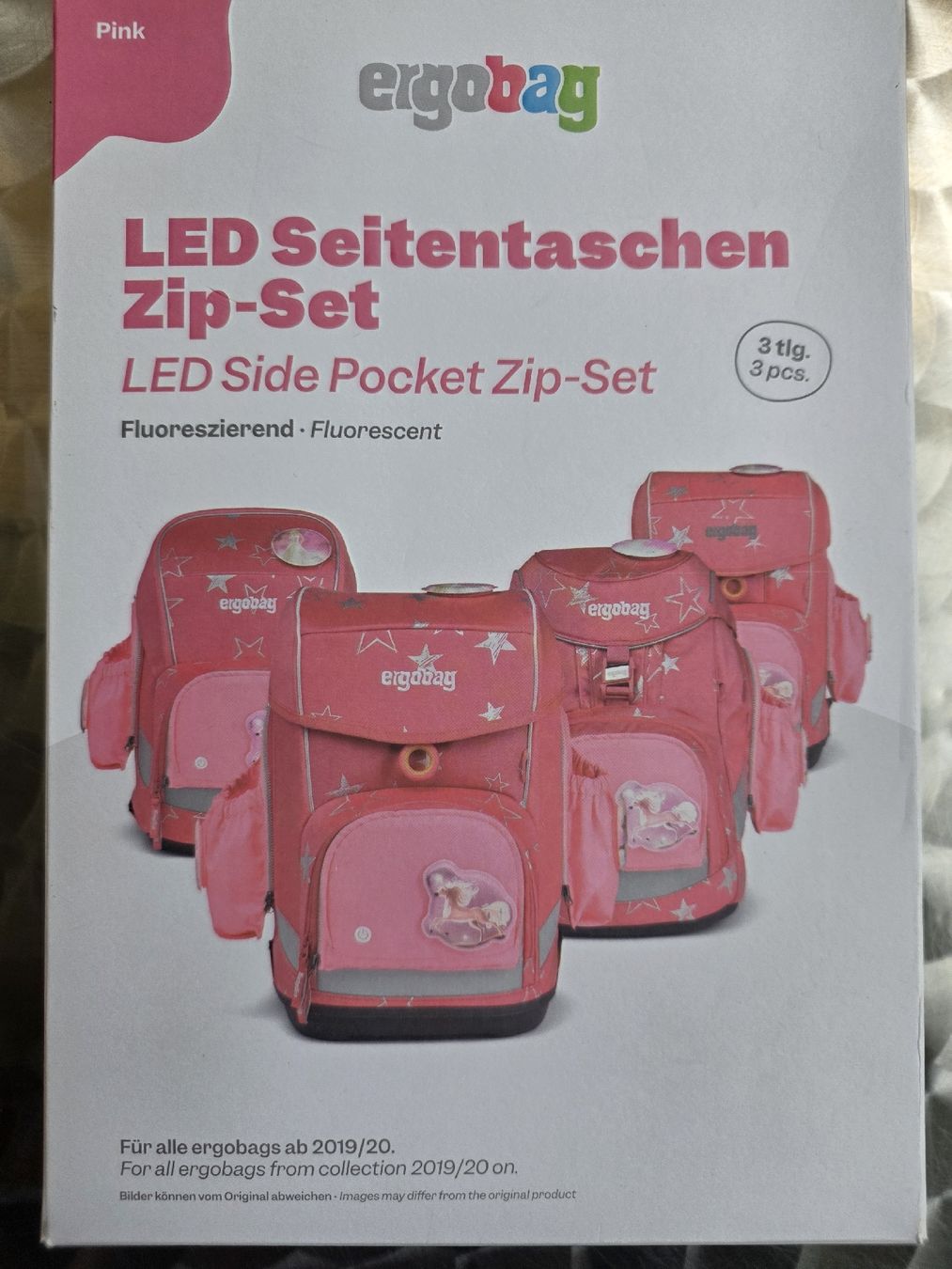 Ergobag Borse & Zaini: Ergobag LED, Seitentaschen Zip-Set Pink, mit Regenschutz! – Usato da Rotkreuz venduto da bless02 2