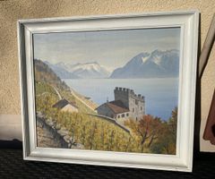 Tableau ancien A Duplain Lavaux Tour de Marsens