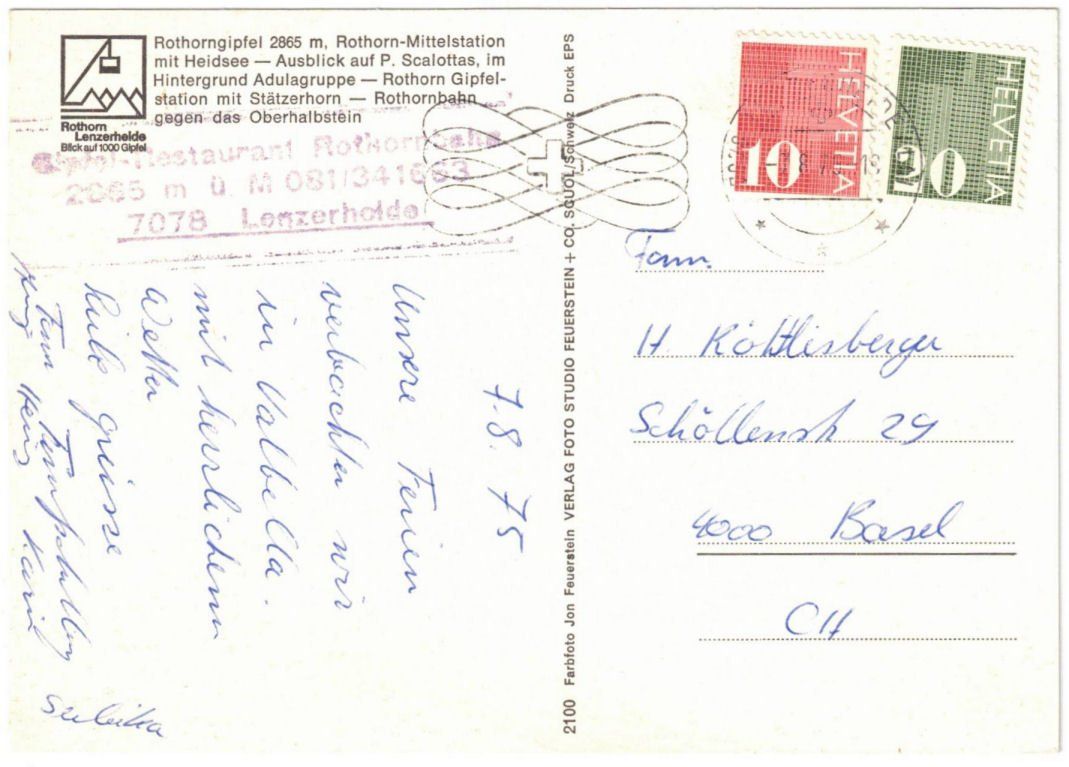 Cartoline postali: Lenzerheide - 4 Bild AK Rothorn – Usato da Binningen venduto da Mountainrider 1
