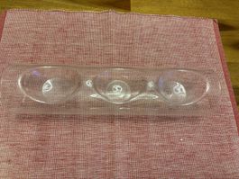 Glas Teelichthalter für drei Kerzen transparent neuwertig