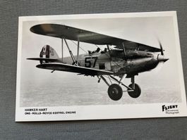 Postkarte Flugzeug Hawker Hart mit Kestrel Motor