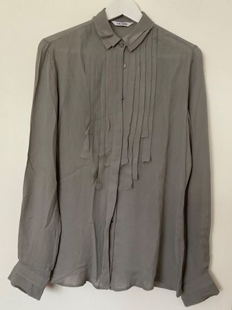 CALIBAN Seiden Bluse Gr 38, it. 44 Nebelgrau nwrt/ungetragen