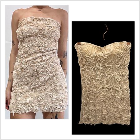 Sommer Kleid, Beige mit Rosen Muster, Grösse XS, neuwertig