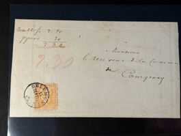 20 Rp. Nachnahme 1868 von Delemont nach Courgenay