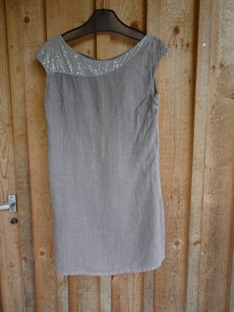 Wunderschönes, beiges Leinenkleid Gr. S - 240917