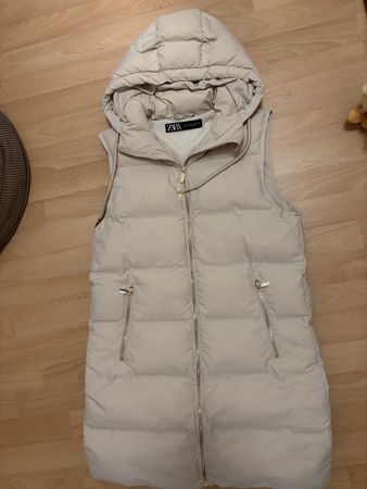 Zara Steppweste mit Kapuze beige Grösse S sehr guter Zustand