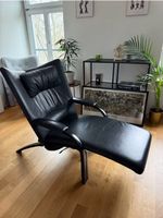 Schwarzer Designer Ledersessel & Liege, ausziehbar