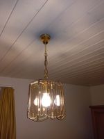 Hängelampe, Goldfarben / Glas - Metall Vintage