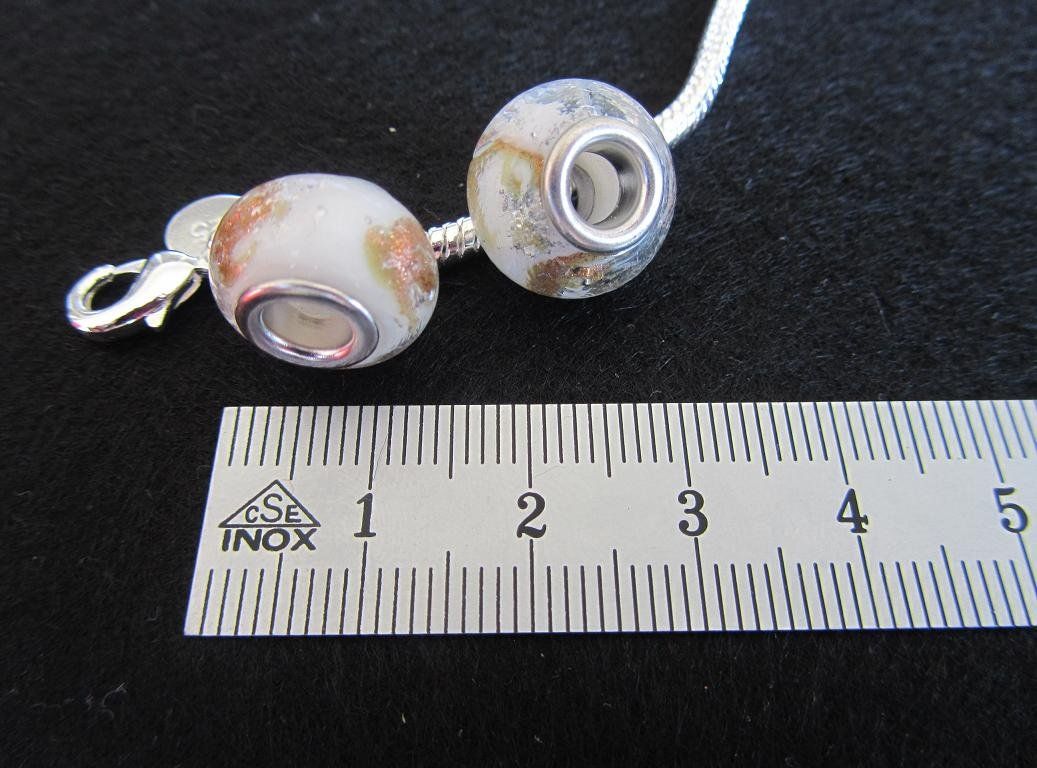 Perlen (unechte): Lampwork Weisse Glasperle, Glass Bead – Neu (gemäss Beschreibung) aus Langenthal von flowersNbirds 2