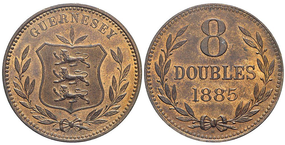 Tutti le monete: Guernsey, 8 Doubles 1885 H – Usato da Chiasso venduto da Novamarketing