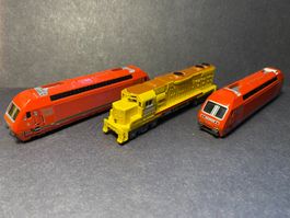 3 Metall-Lokomotiven ohne Antrieb Deko - Realtoy Spur N