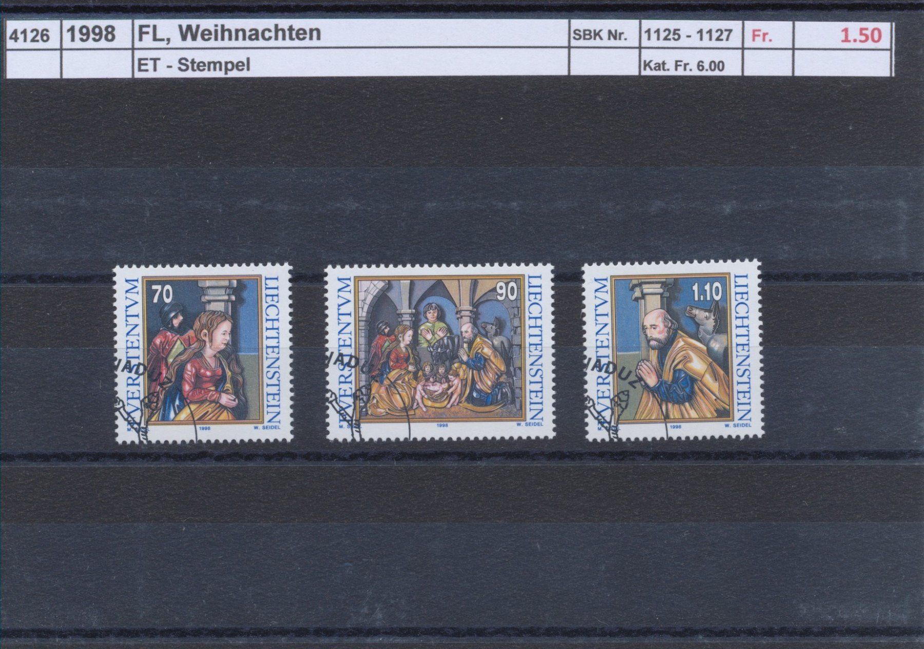 Tutti i francobolli: 1998 FL, "Weihnachten", ET - Stempel – Usato da Winterthur venduto da Zupogeru