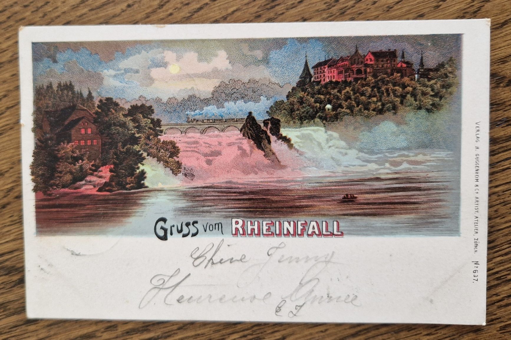 Cartoline postali: Gruss vom Rheinfall 1899, n. Corgemont – Usato da Ebikon venduto da Donar50