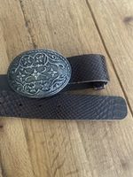 Ledergürtel in braun mit Schnalle, Grösse 90