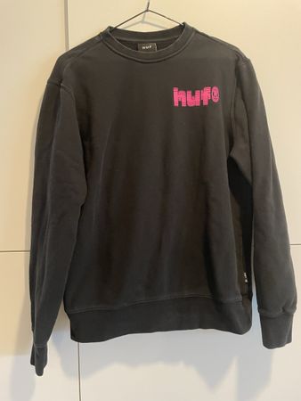 Sweat HUF noir logo rose, taille S
