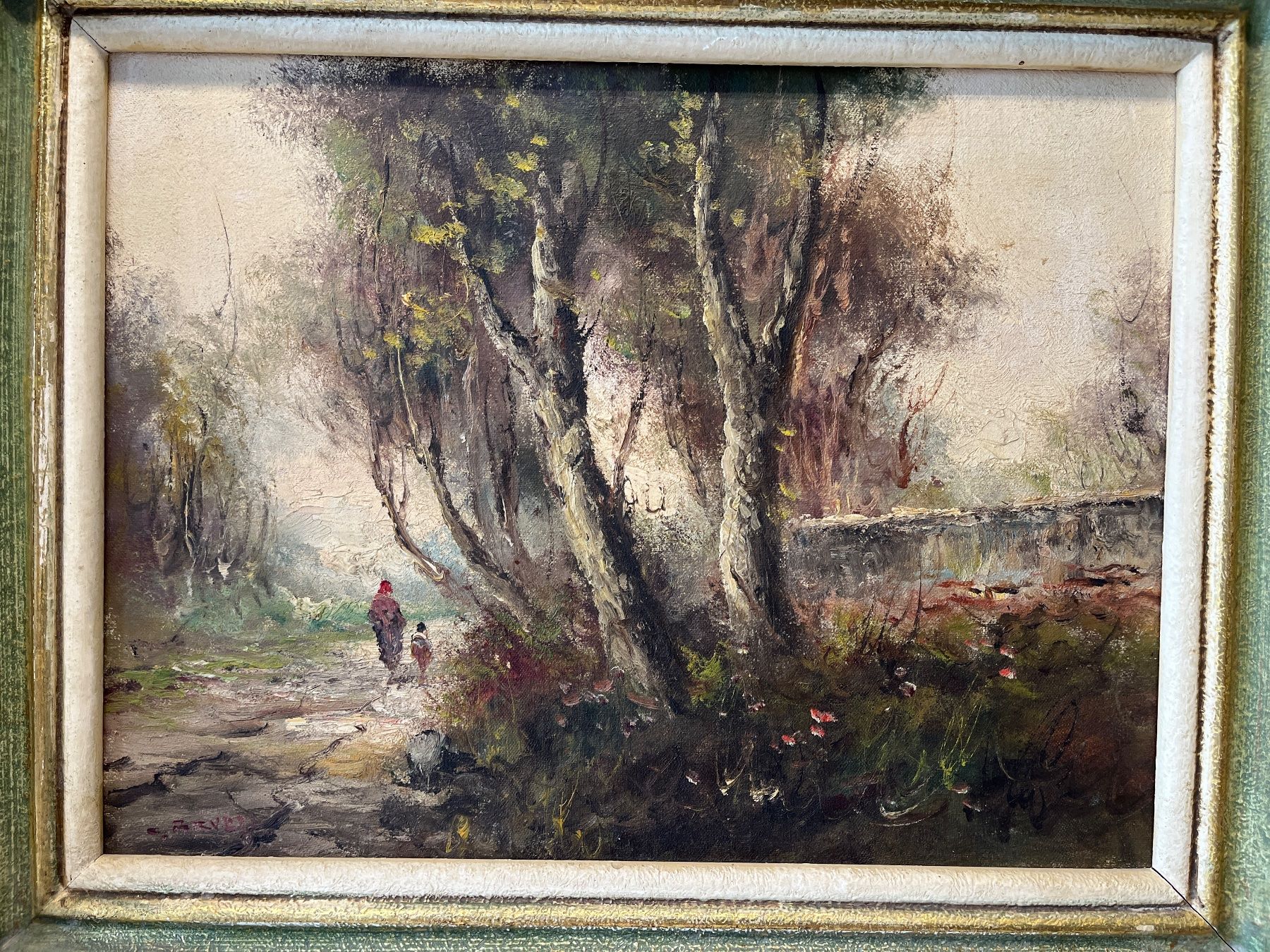 Gemälde: Gemälde / Waldweg signiert Bruzzi?     (ID M406) – Gebraucht aus Gelterfingen von art-and-more 1