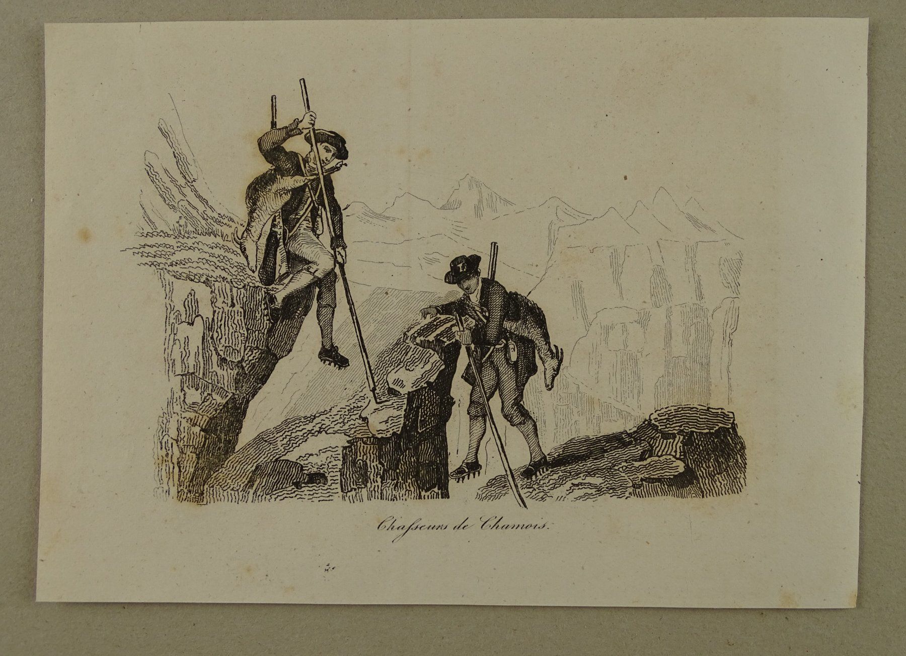 Incisioni: GEMSJÄGER, STAHLSTICH 1836, JAGD, JÄGER – Usato da Grüningen venduto da Kartensammler 1