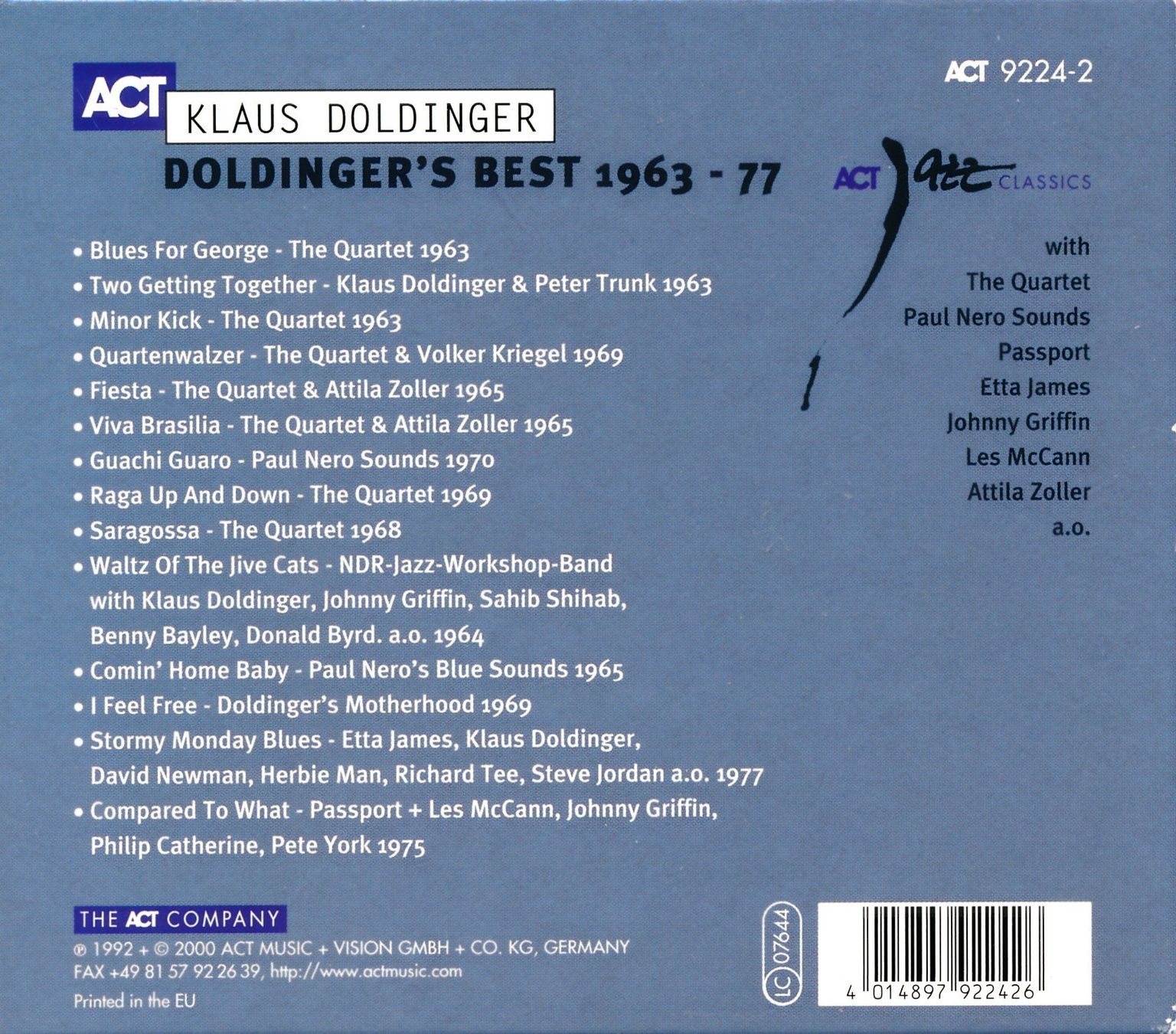 CD: KLAUS DOLDINGER - DOLDINGER'S BEST (CD) – Usato da Hedingen venduto da Studers 1