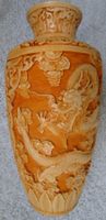 EINMALIGE SEHR SELTENE ANTIKE CINNABRIT VASE,--33 CM x 12 CM