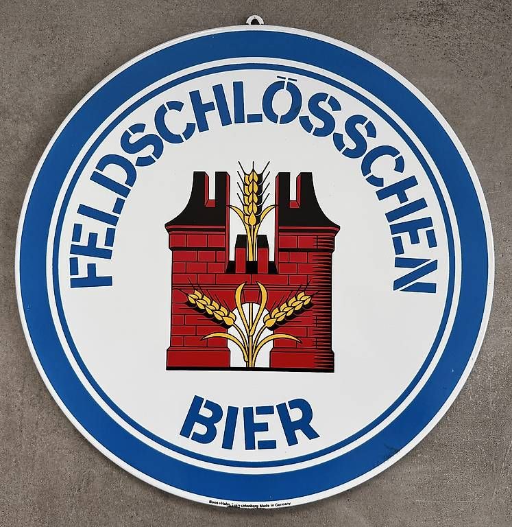 Feldschlösschen Insegne: Feldschlösschen Schild aus Emaille – Usato da Hägglingen venduto da Budweiser73