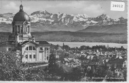 Zürich - Kreuzkirche und Glarneralpen