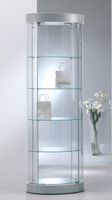 Glasvitrine, ESG Glas, Oval, Silber (B.64cmxT.44cmxH.190cm)