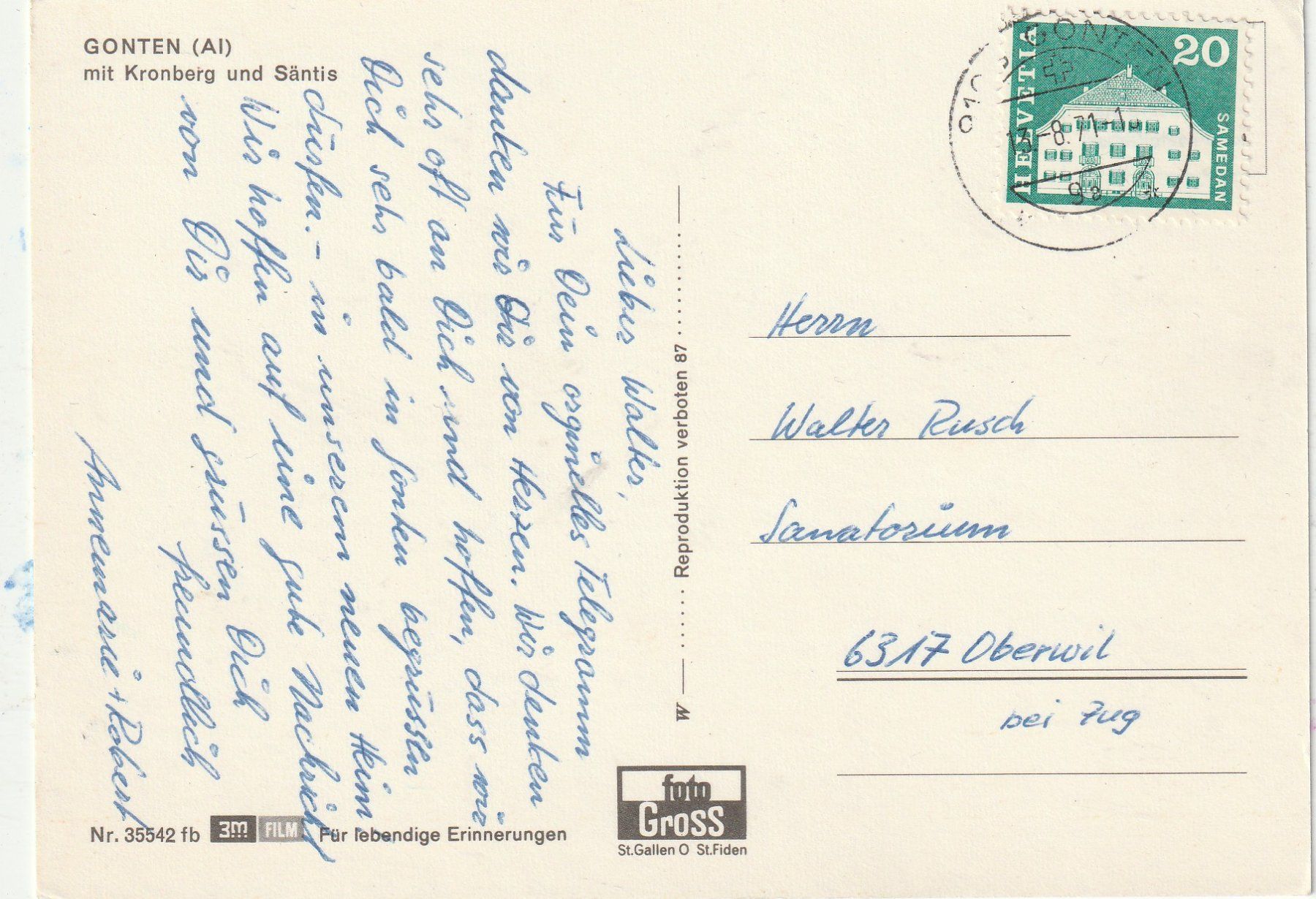 Cartoline postali: Gonten AI – Usato da Lumbrein venduto da made02 1