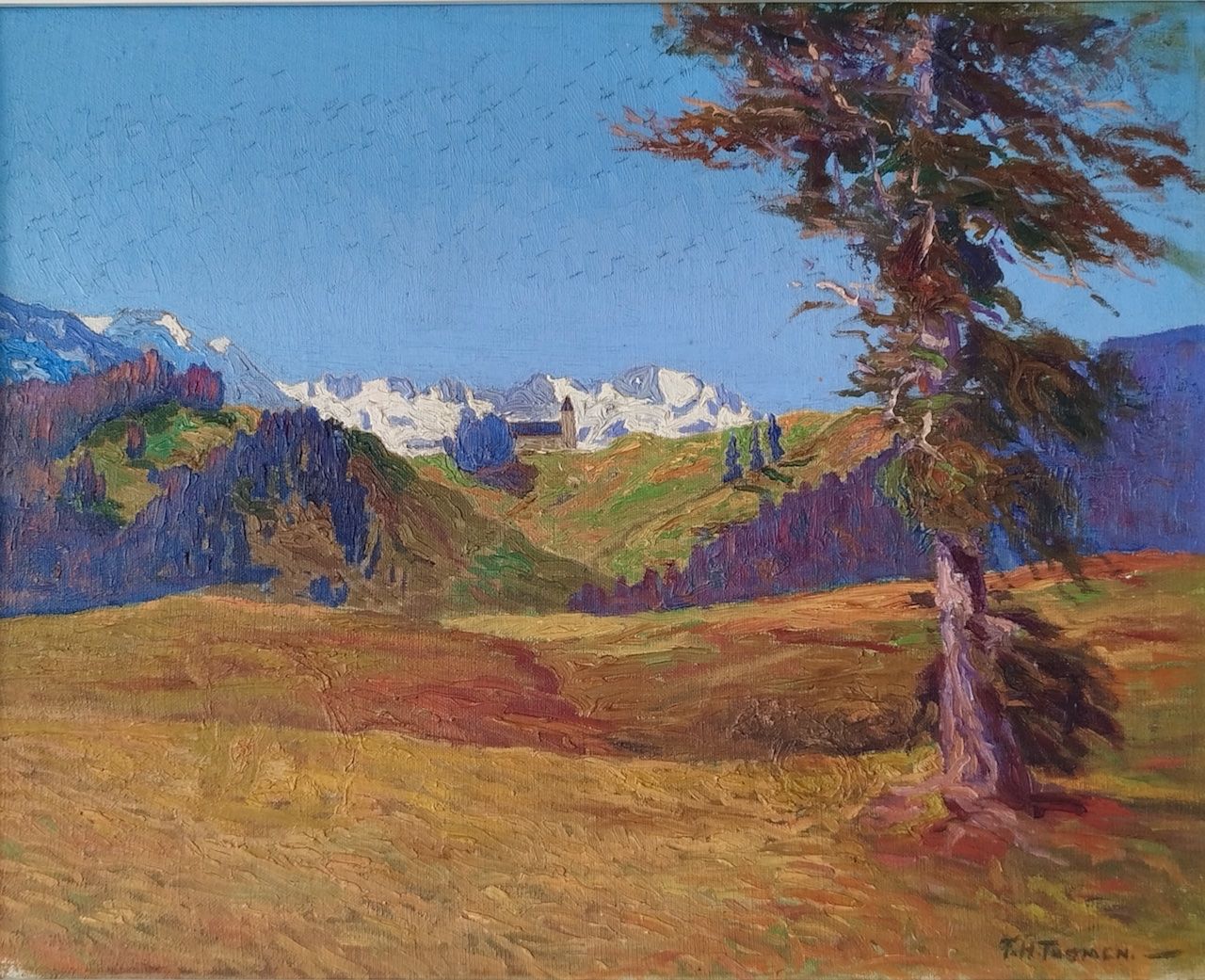 Gemälde: F. H. Thomen – Engadiner Berglandschaft, 48×38 cm, sign. – Gebraucht aus Langnau am Albis von Evi2009 1
