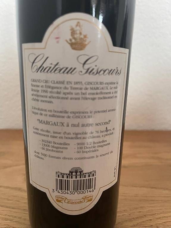 Vino: Wein - Château Giscours Margaux - 1990 – Nuovo (secondo la descrizione) da Triesen venduto da Chevalley 4