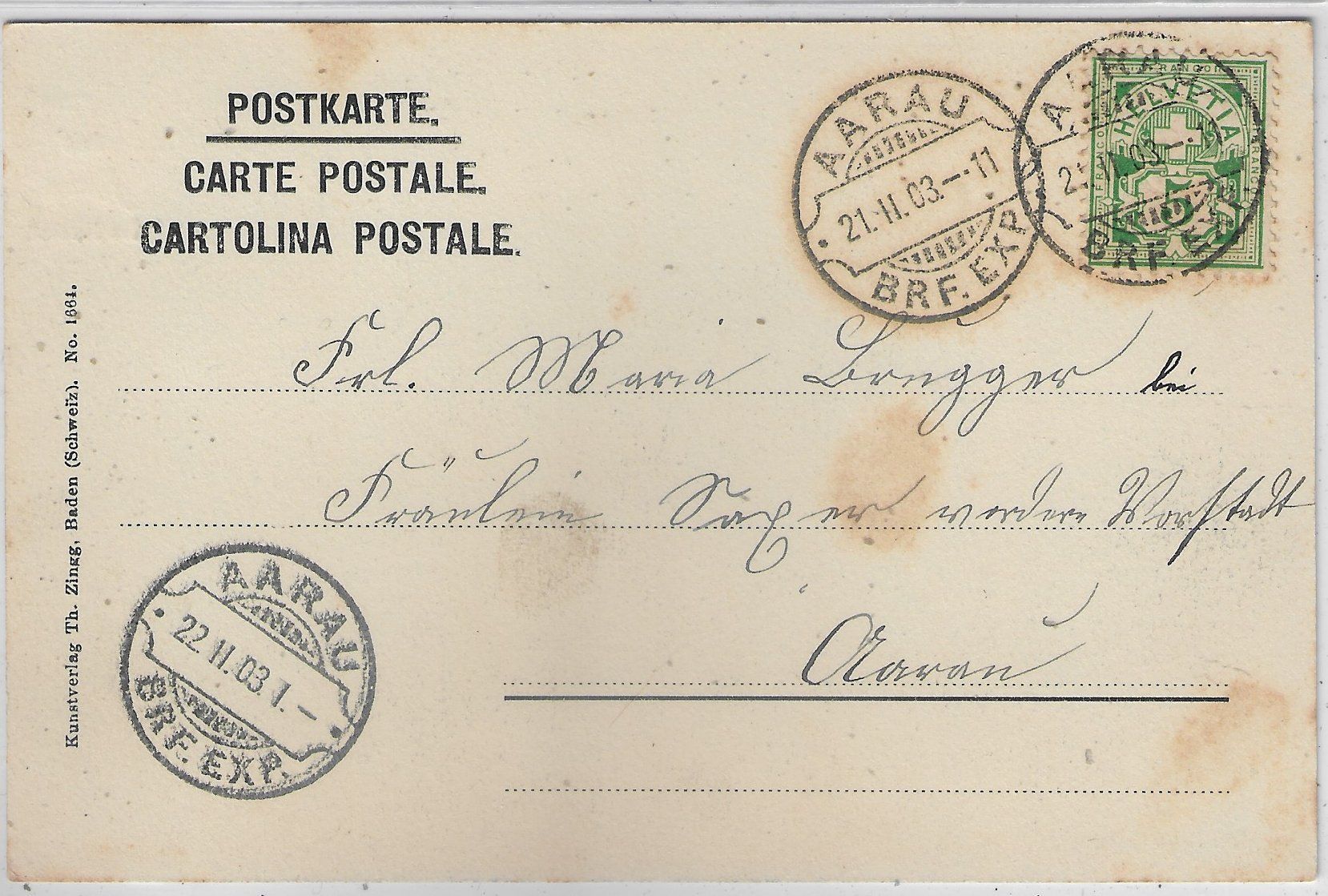Cartoline postali: Gruss aus Aarau - Das Schloss – Usato da Ettingen venduto da Kartenplanet 1