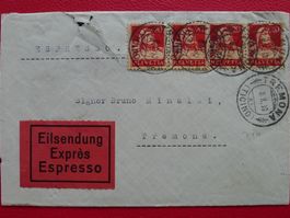 1913, Express-Brief mit 4xNr.126I von TREMONA (TI)