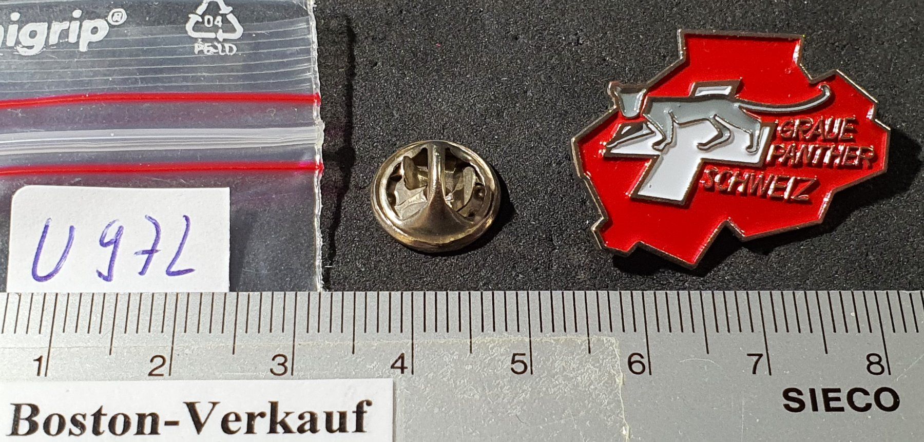 Placchette & Badge: U972 - Pin Partei Graue Panther Schweiz – Usato da Reinach BL venduto da Boston-Verkauf 2