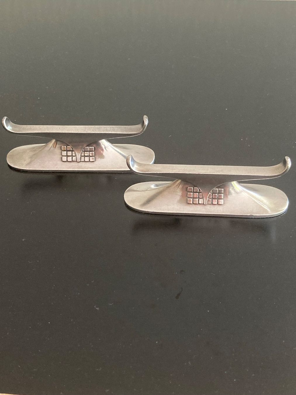 WMF Set di posate: WMF Jugendstil 2 Messerbänkchen Würfelmuster – Usato da Zürich venduto da hicosh